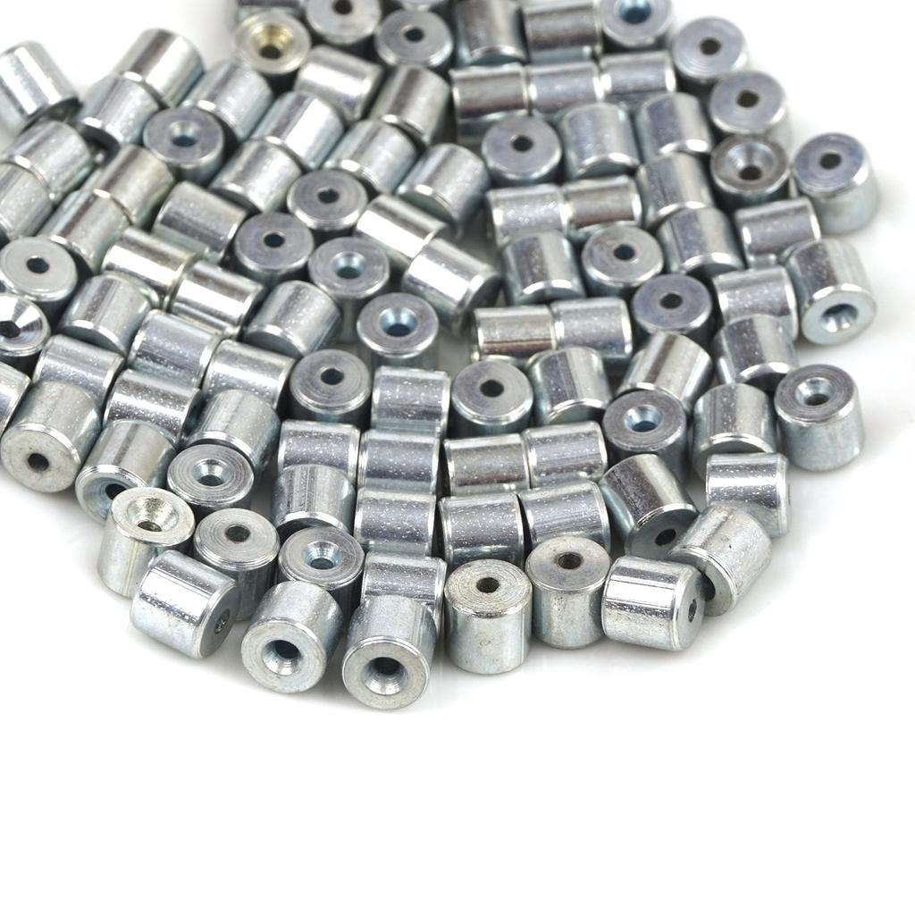 ECR011 100 шт., автомобильный оконный регулятор, намоточное устройство для ремонта, стальной трос, конец троса, фитинг, стопорная втулка, обжимная заклепка 6x5,6/1,7 мм