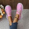 Plus Size Women's Shoes Spring Breathable Sports Casual Shoes Rhinestones Rainbow Shiny Fly Knitted Shoes Platform Running Shoes Women