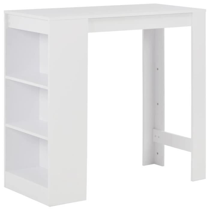 VidaXL Bar Table with Shelf White 110x50x103 Cm