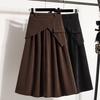 2025 Autumn Plus Size Long Women Skirts Elastic Waist Oversize Pockets Elegant High Waist Skirts A-Line