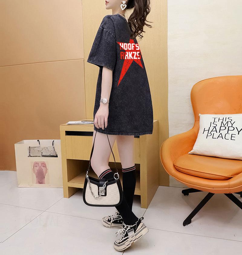 Women's Back Wrap Neck Washed and Aged Short Sleeve Designer T-Shirt