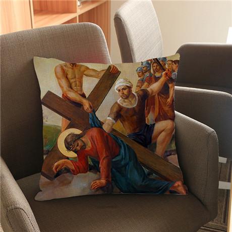 Jesus Portrait Pattern Throw Pillow Case Virgin Mary Christianity Adore Home Decoration Square Cushion Cover Sofa Pillow Cover