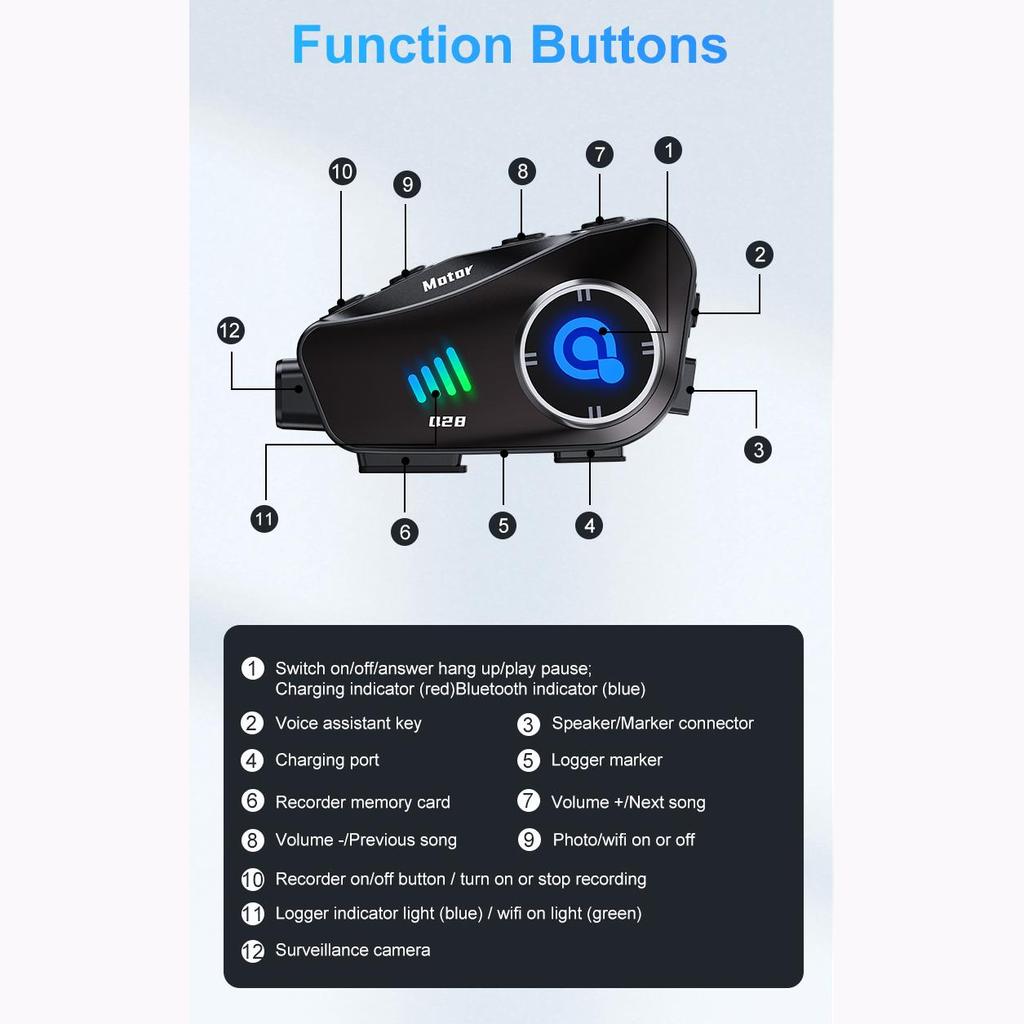 2 в 1 мотоциклетный шлем Bluetooth-гарнитура беспроводной Wi-Fi мотоциклетный видеорегистратор 1080P HD камера Громкая связь вызов музыка наушники Motos водонепроницаемый видеорегистратор