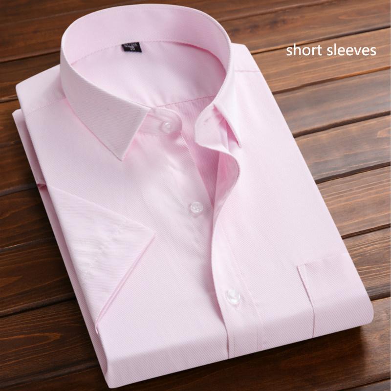 Men Long Sleeve SlimFit Casual Business Dress Shirts Solid Color White Shirt Leisurely Gentleman Occupation Blouses