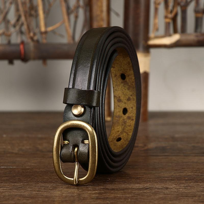 Женский модный ремень в стиле ретро, ​​универсальные джинсы из натуральной кожи крупного рогатого скота, декоративный тонкий ремень