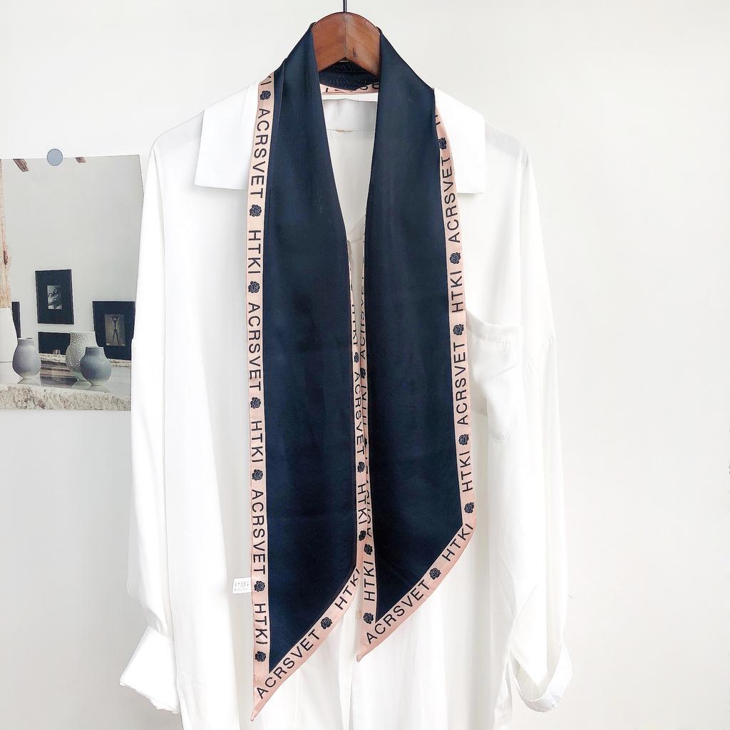 New Simulation Silk Long Scarf Fashionable Versatile Suit Double-Layer Scarf Decorative Bag Wrapped With Professional Scarf For Women