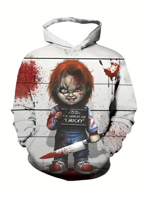 Новое поступление Персональные худи Кукла-ужастик 3D-печать Пуловер Мужские Женские Повседневные Худи Оверсайз Крутое Худи
