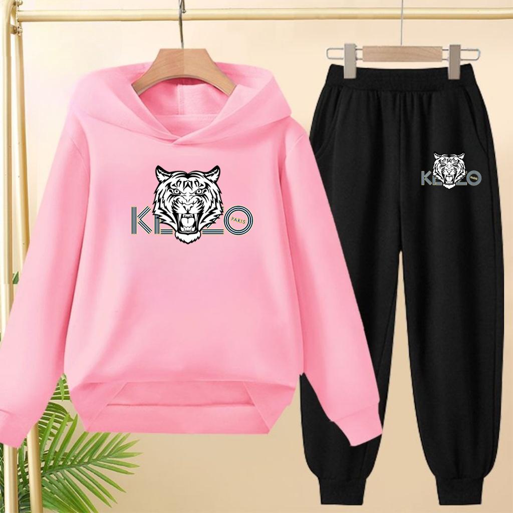Children's 3-12Yrs Tiger print Pullover Hoodie Boys Girls Toddler Sweatshirt+Trousers Casual Fashion Charming Sports Jogging Set