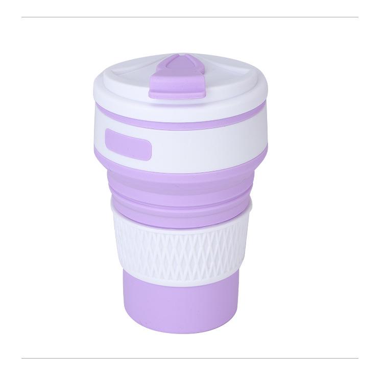 Creative Portable Folding Silicone Coffee Cup with Lid and Custom Logo