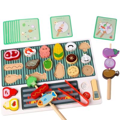Деревянная пазл-еда Formemory BBQ, Монтессори-игрушка, Обучающая игрушка для детей, Игра в ролевые игры, Игрушка для раннего развития, Подарок на день рождения для девочек