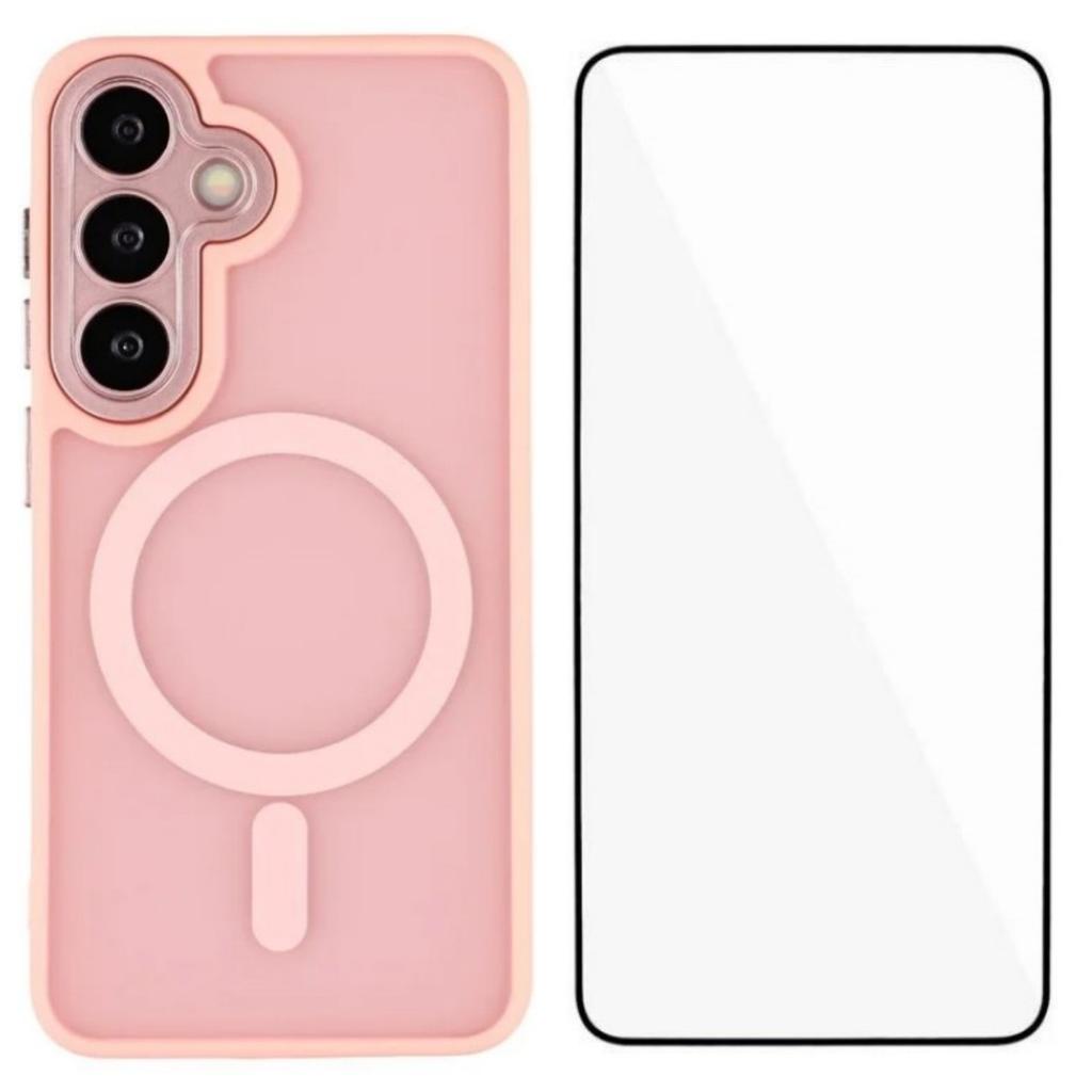 Для Samsung Galaxy S24+ Магнитный чехол WANLONFENG Серия QB PC TPU Чехол для телефона с защитной пленкой для экрана