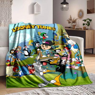 1 шт. Фланелевое покрывало Looney Tunes с изображением мультяшных персонажей - Легкое, мягкое, теплое, всесезонное покрывало для дивана, кровати, путешествий, кемпинга L1029201