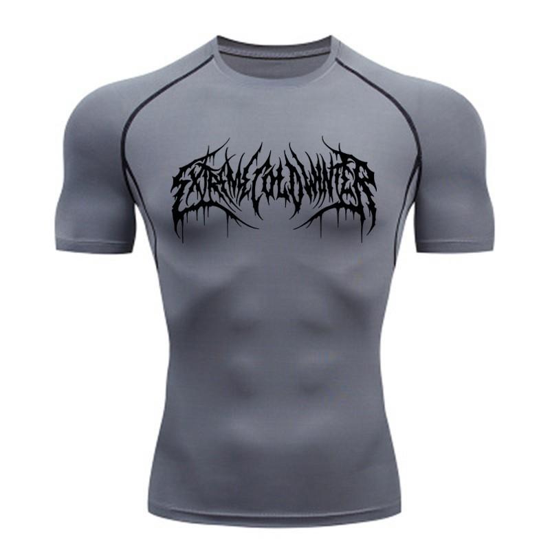 Printed Men's Tight T-Shirt Running Compression Compression T Shirt Gym Fitness Jogging Short Sleeve Male Casual Shirt Tops