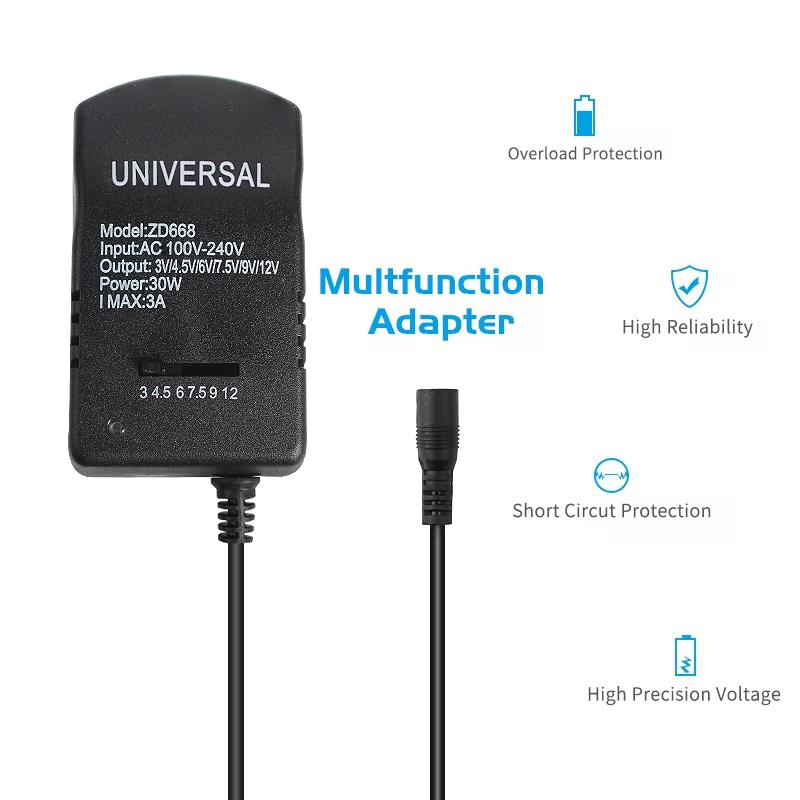 Регулируемый адаптер питания зарядное устройство мульти напряжение переменного тока 220 В в постоянный ток 3 В 4,5 В 6 В 7,5 В 9 В 12 В ЕС США конвертер адаптер вилка 7 30 Вт