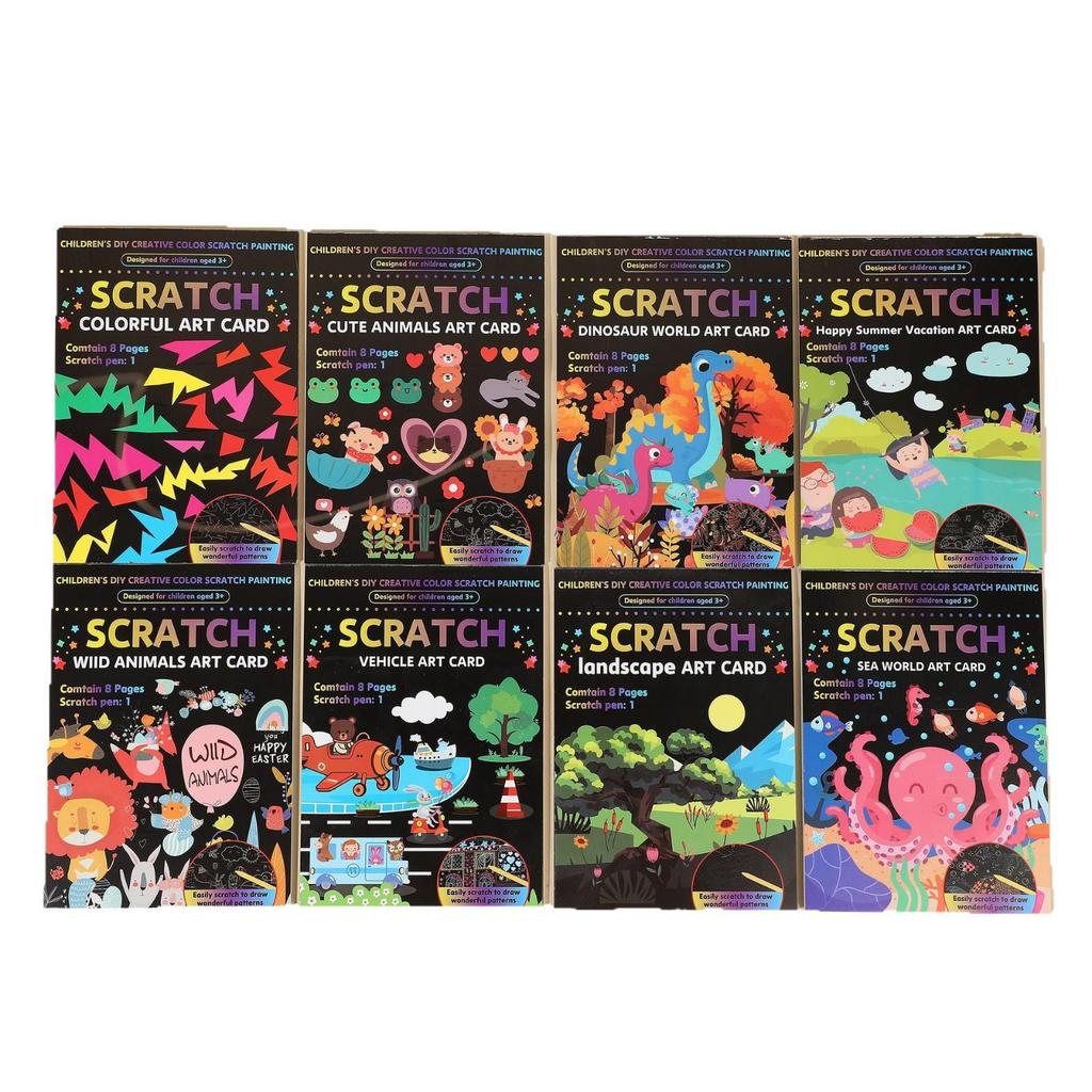 Colorful Kids' DIY Scratch Art Book: Creative Dinosaur Designs for Kindergarten Fun