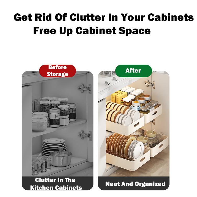 Kitchen Storage Rack with Slide Rails Retractable Drawer Organizer Pull-out Cabinet Organizer Tray Spice Box Kitchen Accessories