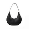 Women Solid Color Zipper Dumpling Bun Satchel Bag Leisure PU Leather Small Shoulder Bags Adjustable Band Strap