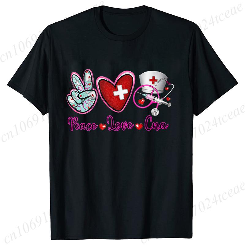 New Women T Shirt Pullover Oversize Valentines Day Love Nurse Print T-Shirt Casual Short Sleeve Women T-Shirt Nurse Tees Gifts