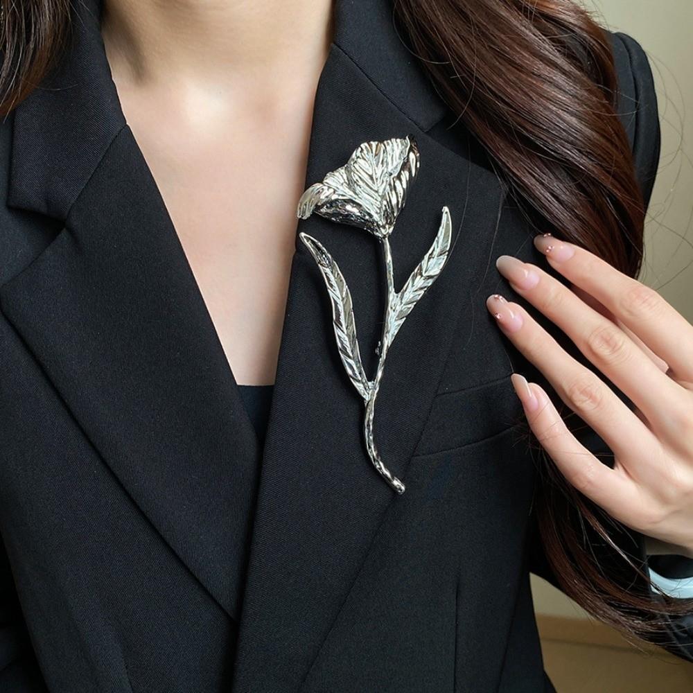 Zinc Zinc Alloy Tulip Brooch Suit Charm Deco Clothing Pin Accessories Flower Bud Brooch  Ladies