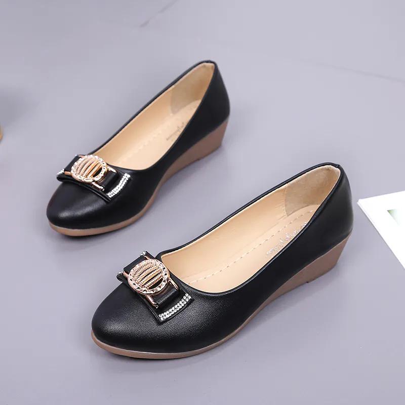 WTEMPO Офисные женские туфли-лодочки однотонные большого размера с острым носком, нескользящие, женские повседневные универсальные туфли из ПУ на низком толстом каблуке