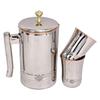 Steel Copper Jug Pitcher With Brass Knob & 2 Glass, Serveware & Tableware, 3 Pieces - 1000 Ml