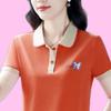 Sports POLO Shirt Short-sleeved Large-size T-shirt for Women In Summer Middle-aged Mother Dress Fashionable Age-reducing Lapel Top