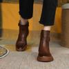 Women's Large Size Buckle Short Boots: Autumn/Winter, Round Toe, Flat Bottom, Retro Casual Martin Style.