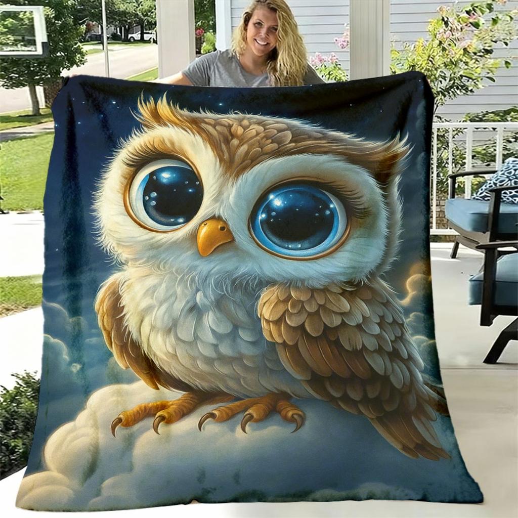 Quick Arrival Owl Print Flannel Blanket, Ultra Soft And Comfortable, Lightweight And Durable Ideal for Sofa, Bed, Travel, And Camping Perfect Gift Cho