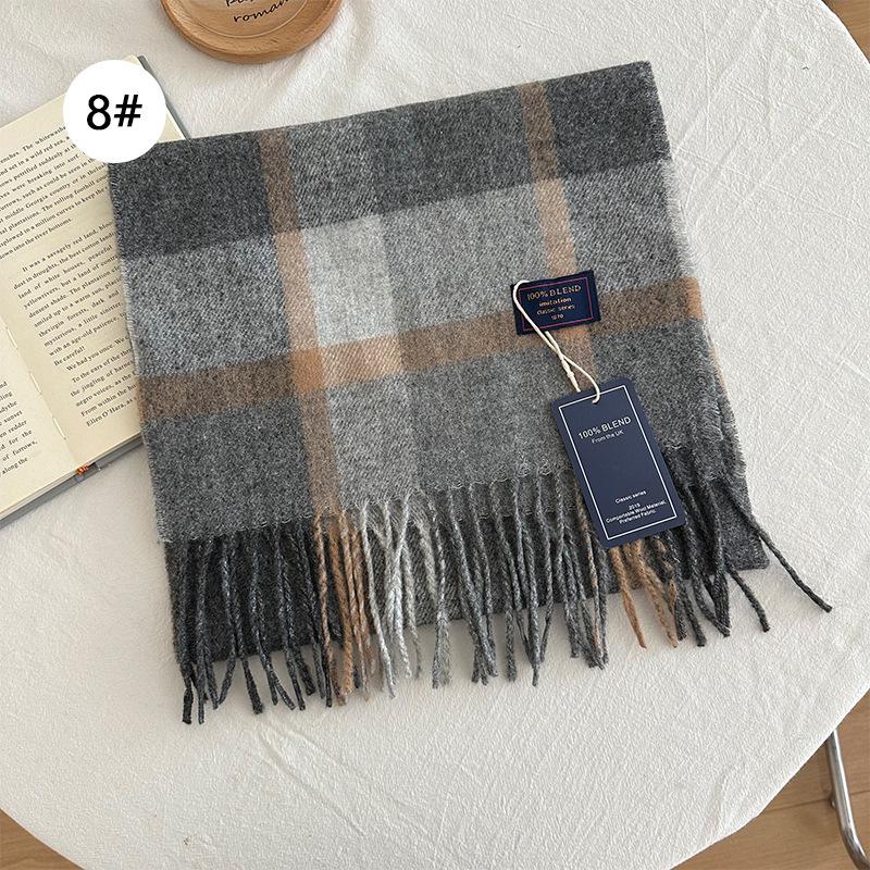 Autumn and Winter Color Blocked Plaid Scarf Winter Warm Scarf Warm and Versatile Plaid Scarf