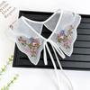 Cute Colorful Embroidery Fake Collar Hollow Detachable Scarf Shawl Organza False Collar For Girls Shirt Skirts Sweater All Match