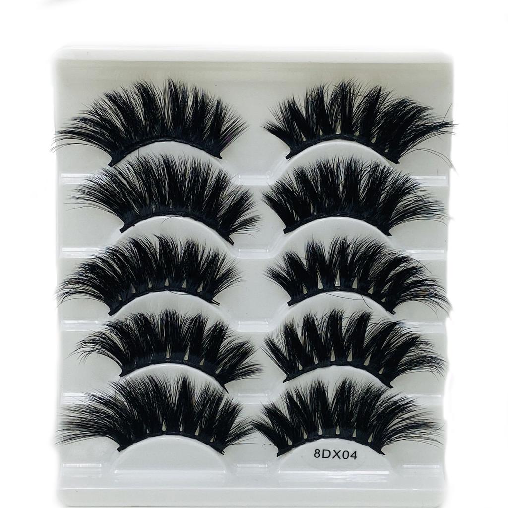 Beauty Eye Makeup Tools Criss-cross Thick Long False Eyelashes Wispies Fluffies 8D Mink Hair