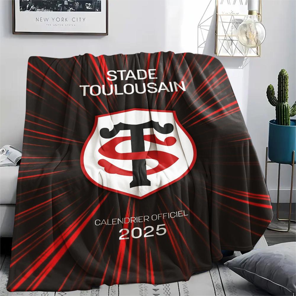 1PC Stade Toulousain Print Flannel Blanket, High quality Comfortable for All Seasons, Home Decor, Warmth and Comfort, Perfect for Christmas Gifts178