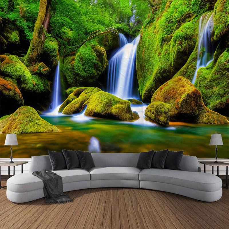 Пейзажные растения, водопад, художественное украшение, одеяло, шторы, подвесное украшение для дома, спальни, гостиной, гобелен