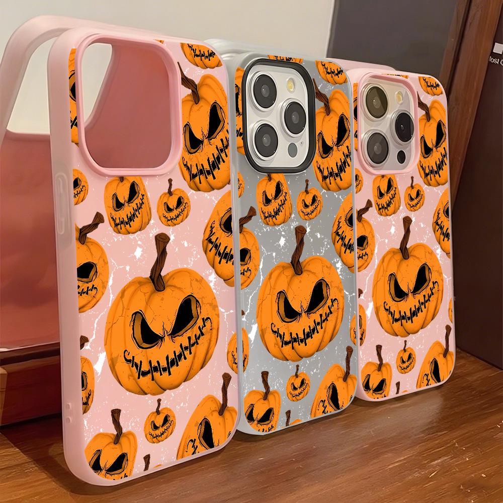 Чехол для телефона с тыквой на Хэллоуин для iPhone 16 Pro Max/17 Pro с большим вырезом для камеры