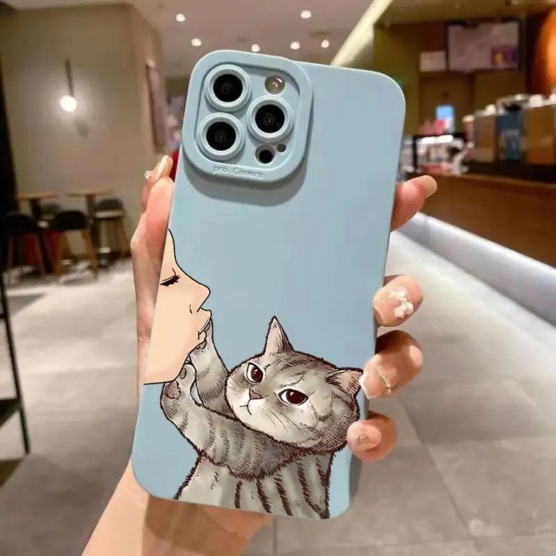 Кот Американская короткошерстная поцелуй Чехол для телефона для iPhone 16 Чехлы iPhone 15 14 13 12 Mini 11 Pro Max 16 7 8 Plus XS SE Задняя крышка