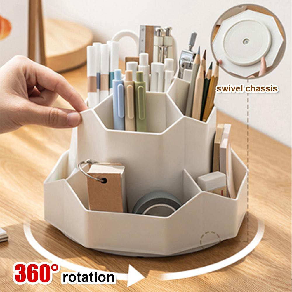 Pencil Pen Holder for Desk 9 Slots 360 Degree Rotatable Desktop Organizer Makeup Brush Storage