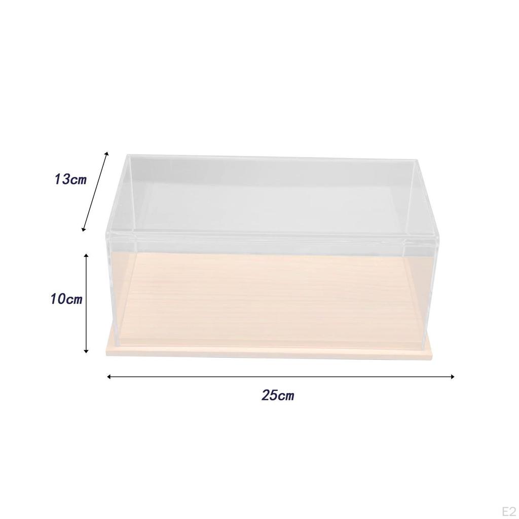 Acrylic Display Case Protective with Wooden Base Dustproof Storage Box for 1:24 Scale Model Cars