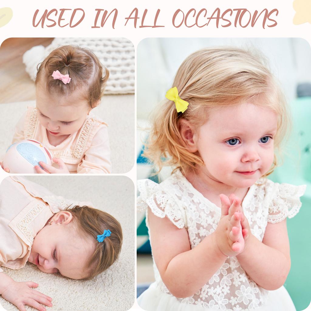 20/30/40pcs 1.2'' Ribbon Mini Hair Bows Clips for Baby Girls Cute Handmade Bowknot Hairpins Headwear Toddlers Hair Accessories