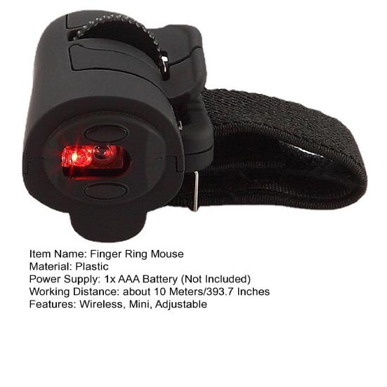 Беспроводная мышь-кольцо на палец 2,4 ГГц 1200 DPI Питание от батареи Регулируемый ремешок Эргономичная Мини ПК Ноутбук Настольный компьютер Оптическая мышь-кольцо на палец