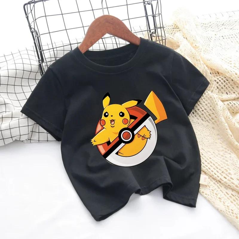 2026 Kids ShortSleeved Cartoon Printed Pikachu Game New Style TShirt Boys and Girls Casual Shirt for Leisure UseSportsShirt