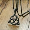 Модное мужское черное кельтское ирландское ожерелье с подвеской Triquetra Trinity Knot, ювелирные изделия