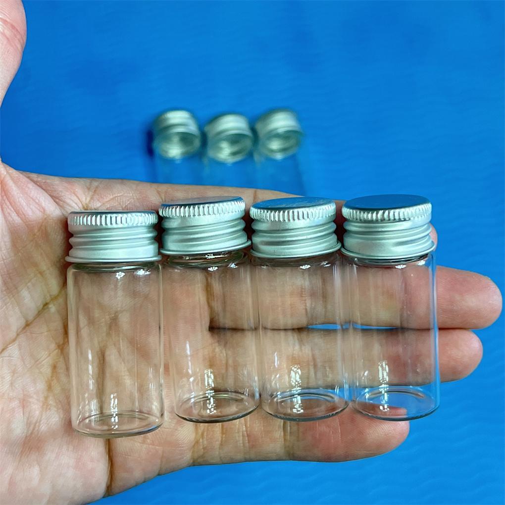 100 PCS 13*22*50mm 10ml small Glass Bottle Glass jars With Silver Screw cap Test Tube storage Vials DIY DECORATIVE Bottles
