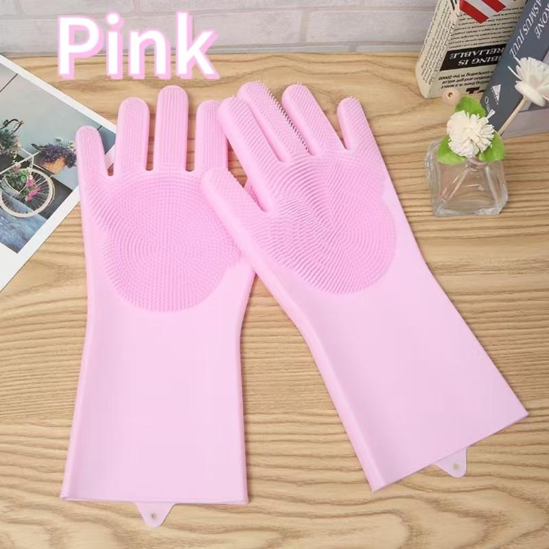 1/2/3pair Dishwashing Cleaning Gloves Silicone Dish Washing Gloves for Household Scrubber Kitchen Cleaning Tools