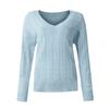 Женский осенне-зимний модный однотонный вязаный свитер с v-образным вырезом и длинным рукавом
