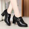 Temperament High-heeled Women's Shoes Deep-mouthed Single Shoes Wedding Mother Shoes Spring and Autumn PU Leather Shoes