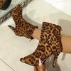 New Leopard Print Women Ankle Boots Elegant Dancing Party Prom Shoes High Heel Women's Modern Short Booties