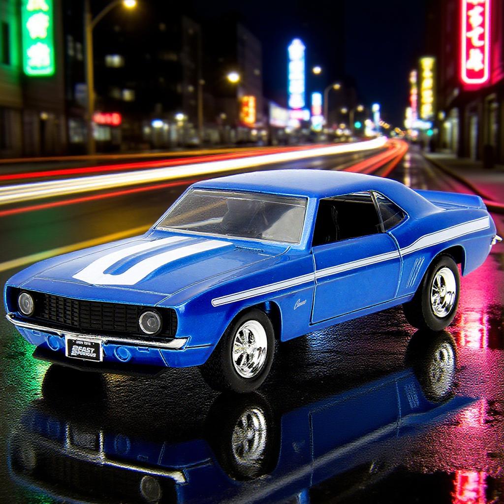 JADA Toys Diecast Car 1:32 FF 1969 Chevrolet Camaro-Free Rolling Candy 3005C Blue Window Box With J Hook Fast & Furious JD34443