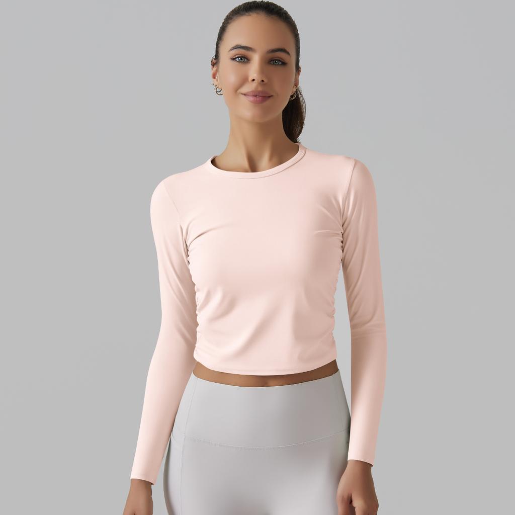 Nessaj Однотонные высокоэластичные рубашки для йоги с длинными рукавами, спортивные топы для бега и фитнеса