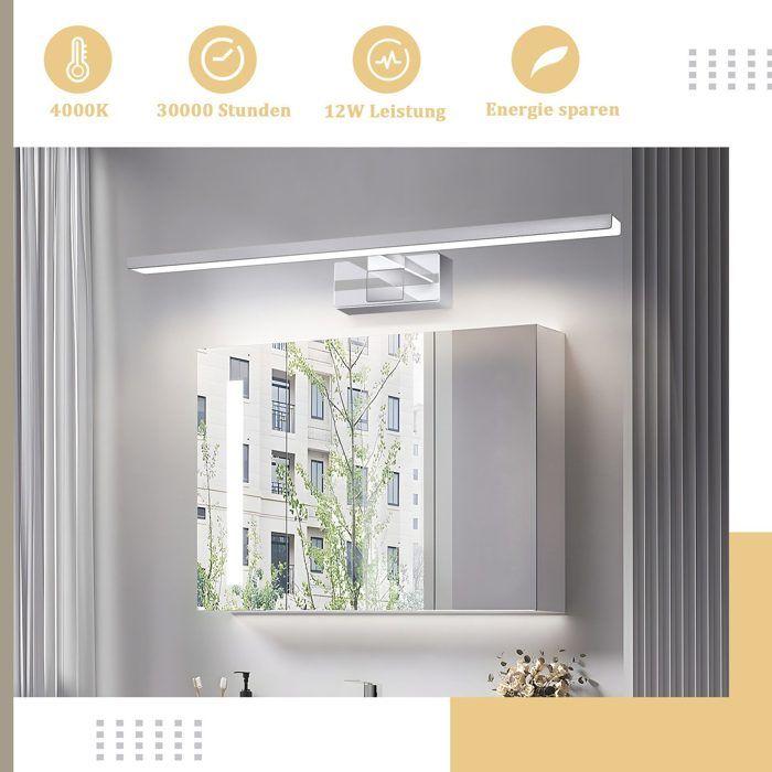 Applique murale LED miroir - NETTLIFE - 60 cm - 12 W - Chrome - 4000 K