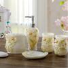 Керамический набор для ванной комнаты, набор из 5 предметов, туалетные принадлежности, пчелиный цветок, пара чашек для полоскания рта, флакончик для лосьона, держатель для зубных щеток